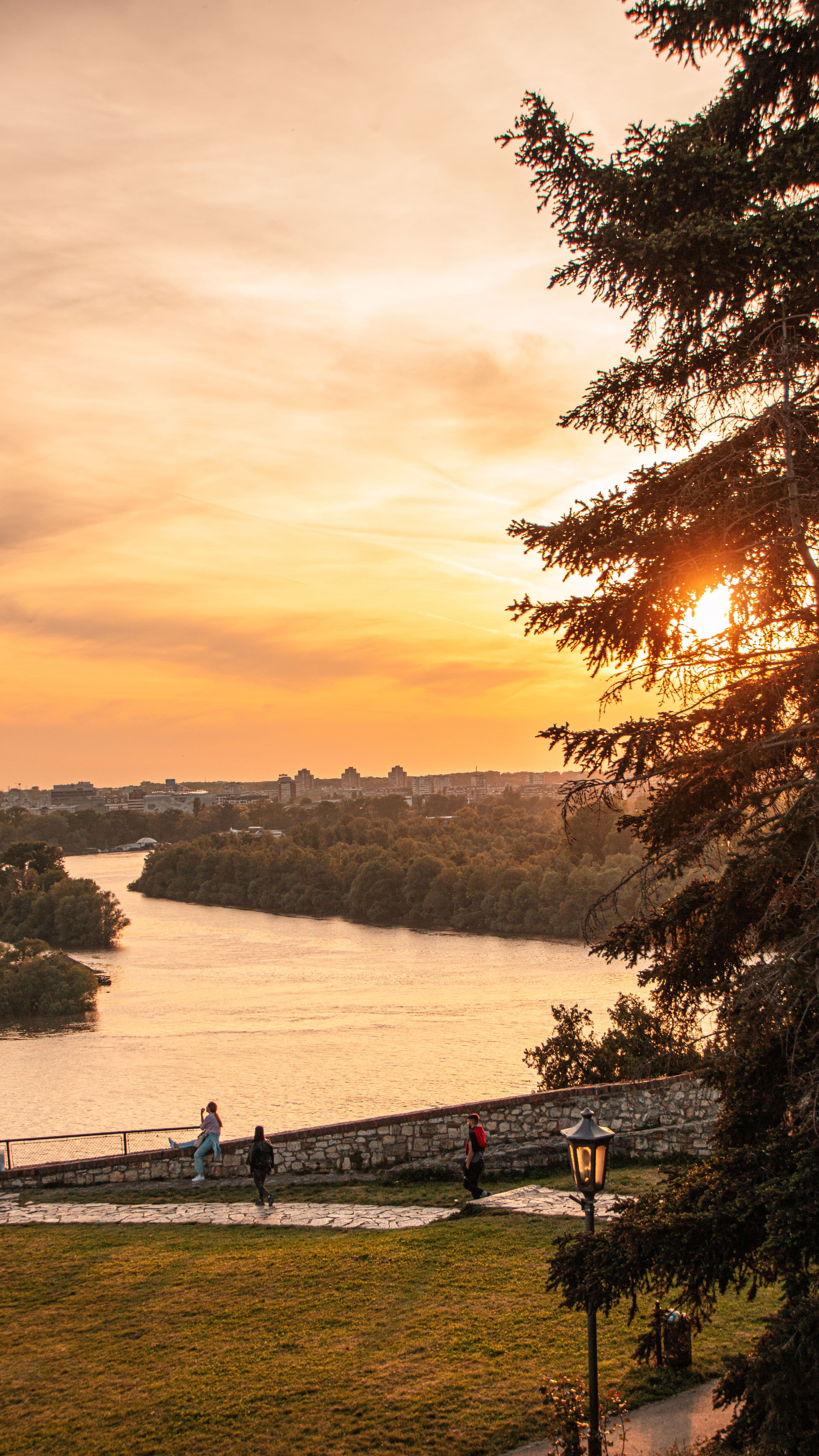 Sunset over the Sava and the Danube from the walls of Kalemegdan