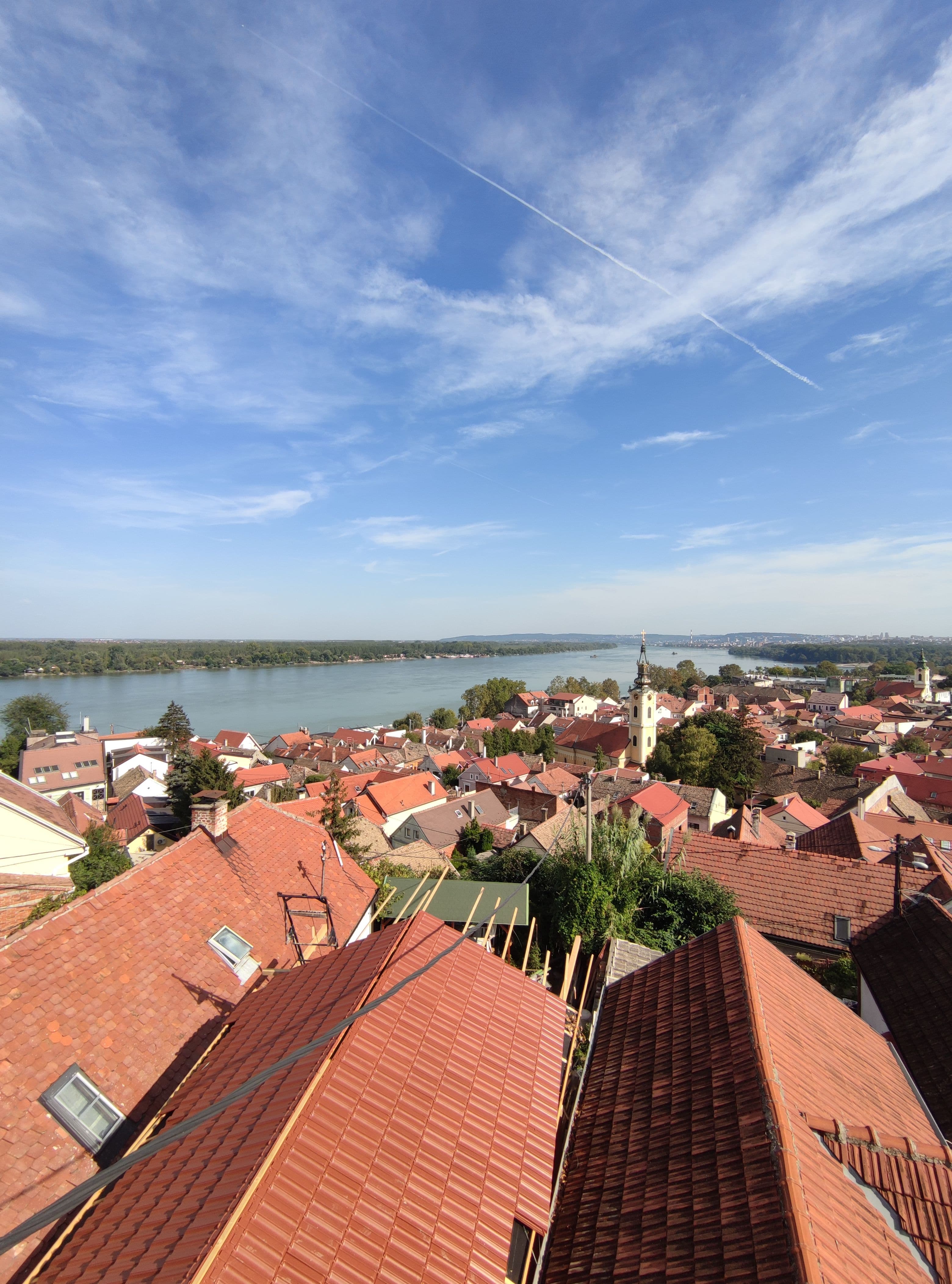 Red roofs of old Zemun and the Danube seen from Gardoš