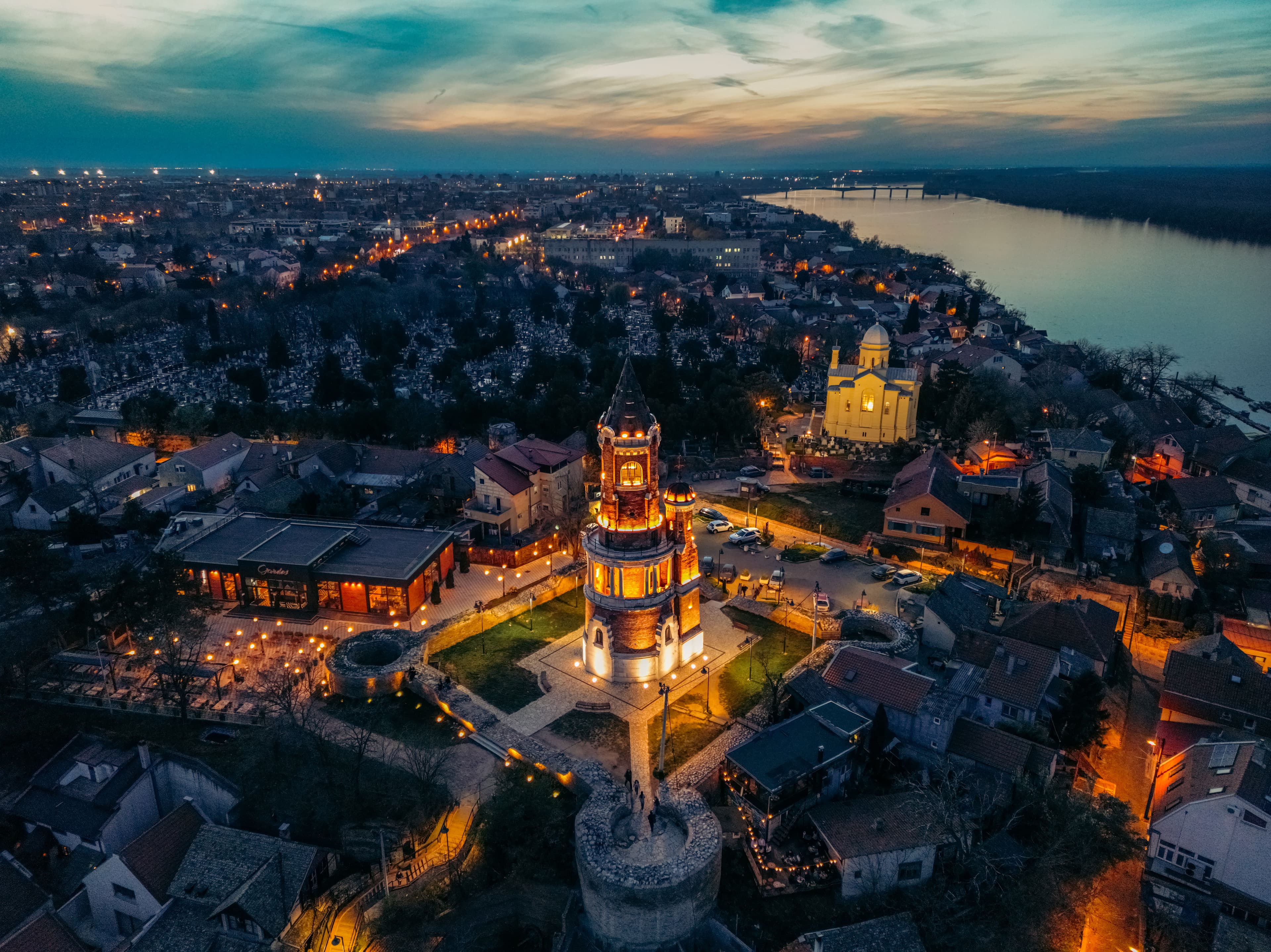 Gardoš Tower, Zemun at dusk